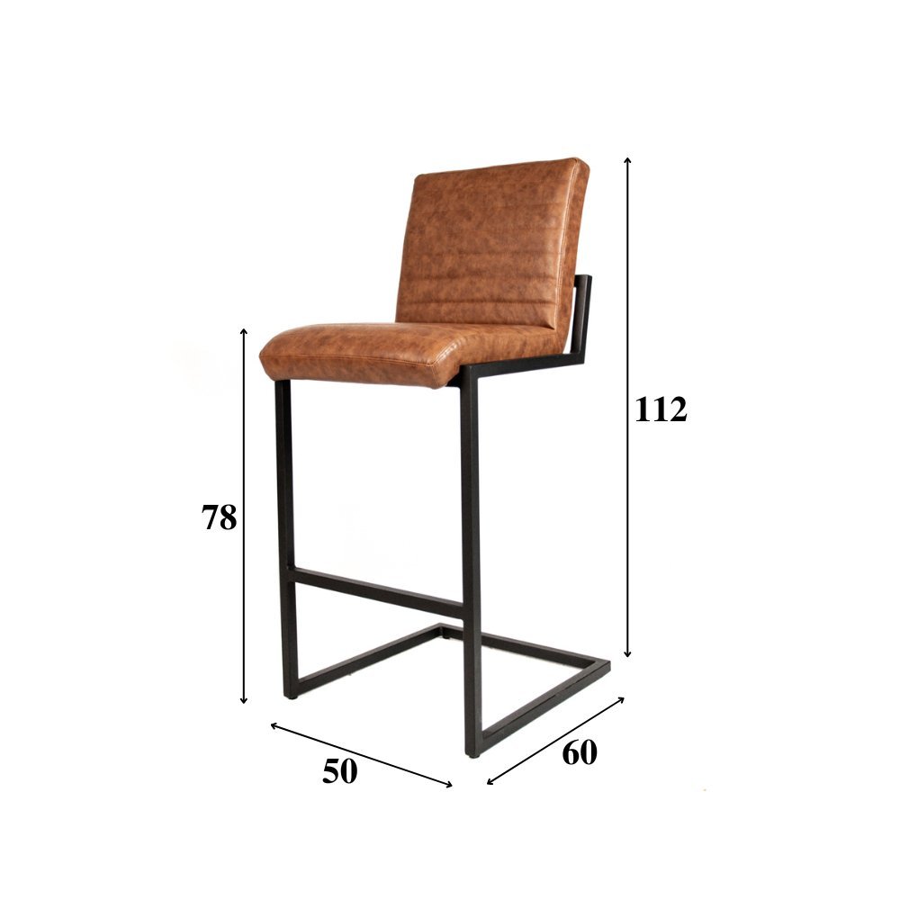 Barstool Kuba Dimehouse Cognac LxWxH 72x69x54 Faux leather White photo size indication