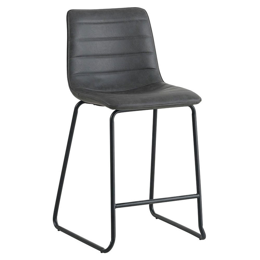 Bar stool Mark Faux leather Dimehouse Anthracite LxWxH 79x65x54 Faux leather White photo diagonal front view