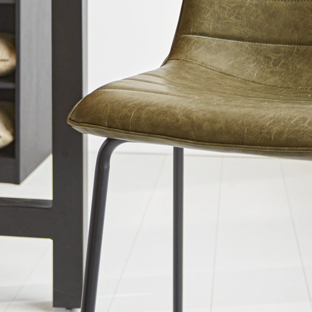 Bar stool Mark Faux leather Dimehouse Green LxWxH 79x65x54 Faux leather Atmospheric photo detail