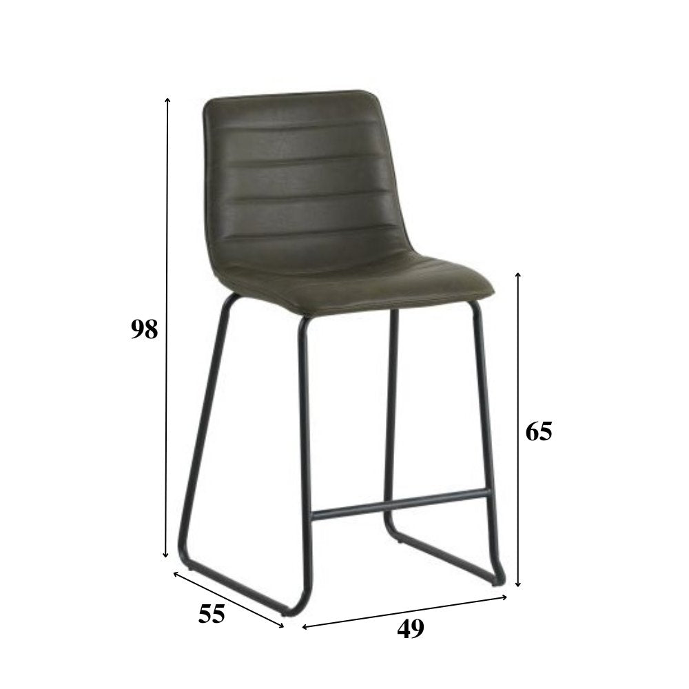 Bar stool Mark Faux leather Dimehouse Green LxWxH 79x65x54 Faux leather White photo size indication