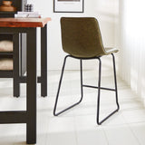Bar stool Mark Faux leather Dimehouse Green LxWxH 79x65x54 Faux leather Atmospheric photo diagonal rear view