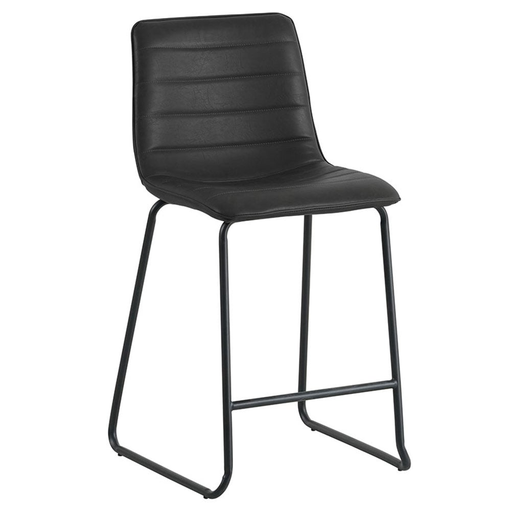 Bar stool Mark Faux leather Dimehouse Black LxWxH 79x65x54 Faux leather White photo diagonal front view