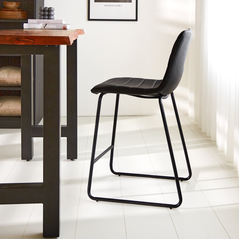 Bar stool Mark Faux leather Dimehouse Black LxWxH 79x65x54 Faux leather Atmospheric photo side view
