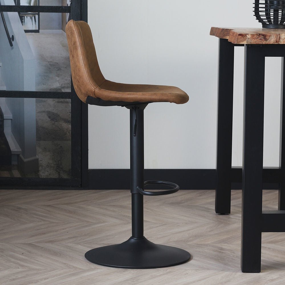 Bar stool Boran Dimehouse Cognac LxWxH 55x54x53 Eco-leather Atmospheric photo side view