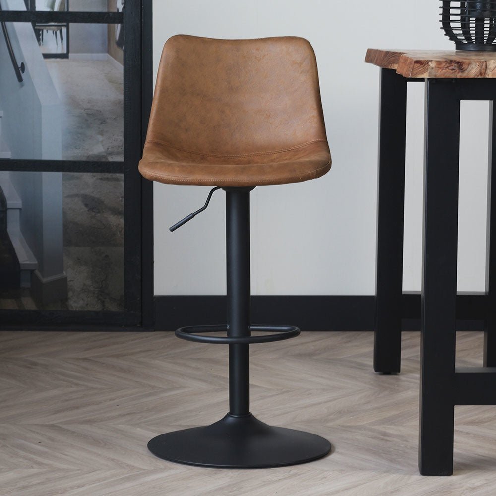 Bar stool Boran Dimehouse Cognac LxWxH 55x54x53 Eco-leather Atmospheric photo front view