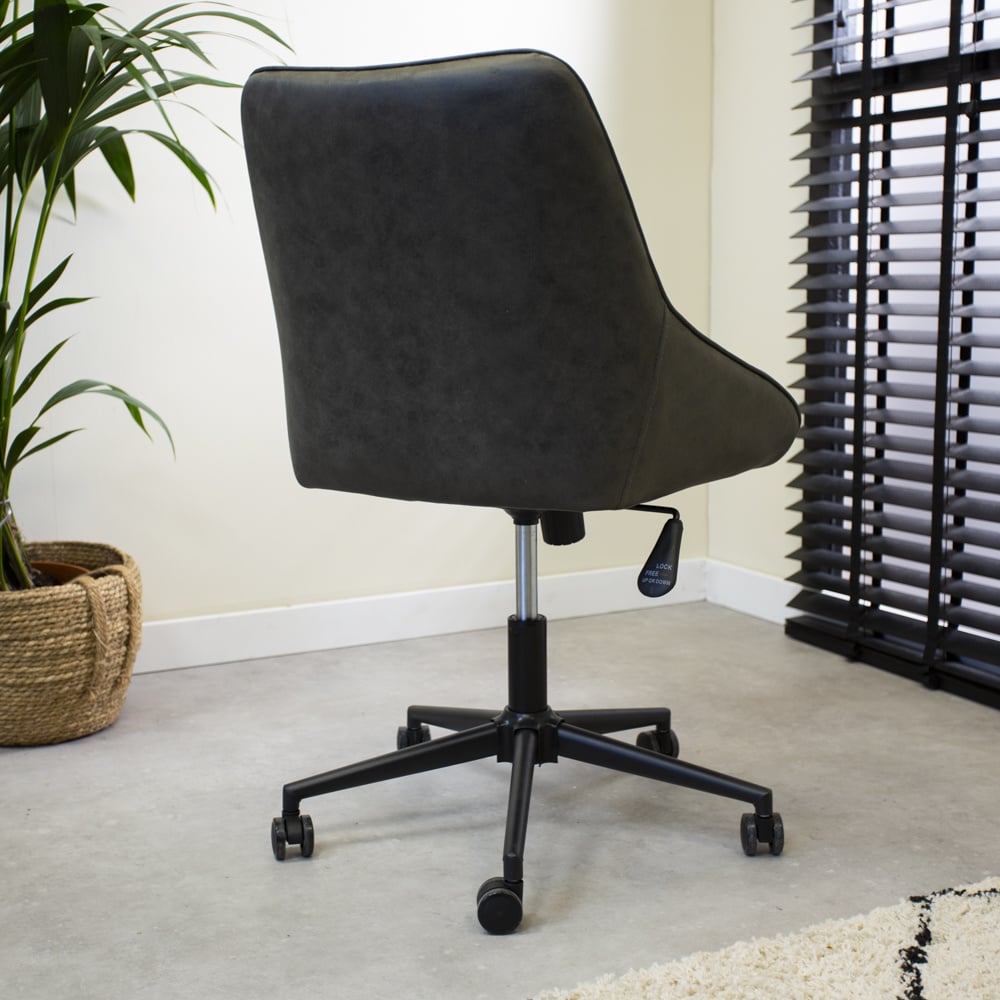 Office chair Emily Microfibre Dimehouse Anthracite LxWxH 75x61x52 Microfiber Atmospheric photo diagonal rear view