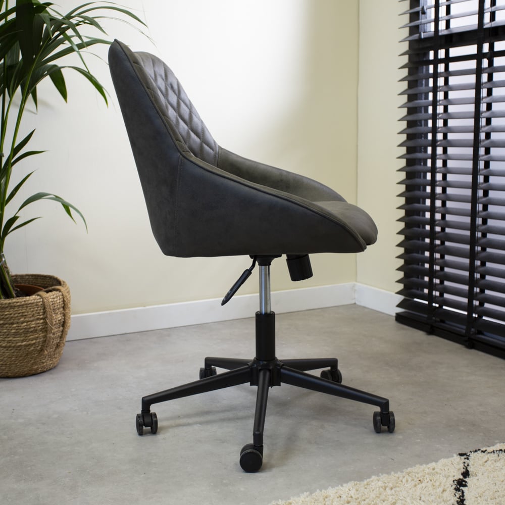 Office chair Emily Microfibre Dimehouse Anthracite LxWxH 75x61x52 Microfiber Atmospheric photo side view