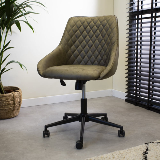 Office chair Emily Microfibre Dimehouse Green LxWxH 75x61x52 Microfiber Atmospheric photo diagonal front view