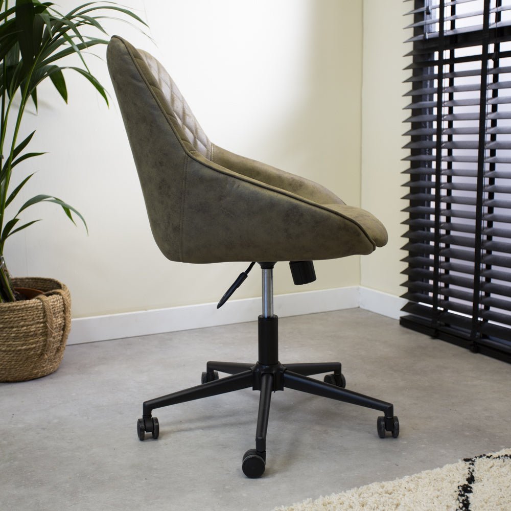 Office chair Emily Microfibre Dimehouse Green LxWxH 75x61x52 Microfiber Atmospheric photo side view