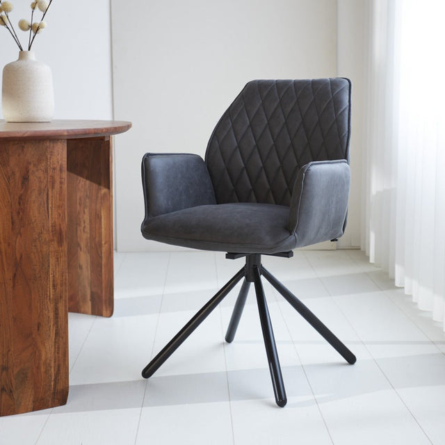 Dining room chair Novan Microfibre Dimehouse Anthracite LxWxH 71x64x56 Fabric Atmospheric photo diagonal front view