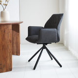 Dining room chair Novan Microfibre Dimehouse Anthracite LxWxH 71x64x56 Fabric Atmospheric photo side view