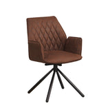 Dining room chair Novan Microfibre Dimehouse Brown LxWxH 71x64x56 Fabric White photo diagonal front view