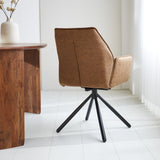 Dining room chair Novan Microfibre Dimehouse Cognac LxWxH 71x64x56 Fabric Atmospheric photo diagonal rear view