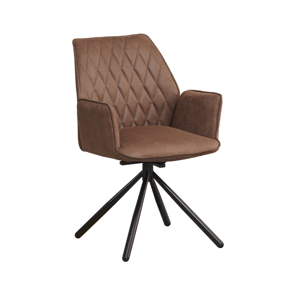 Dining room chair Novan Microfibre Dimehouse Taupe LxWxH 71x64x56 Fabric White photo diagonal front view