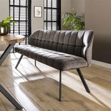 Dining room sofa Romy DH Interior Anthracite LxWxH 196x81x58 Velvet Atmospheric photo diagonal front view