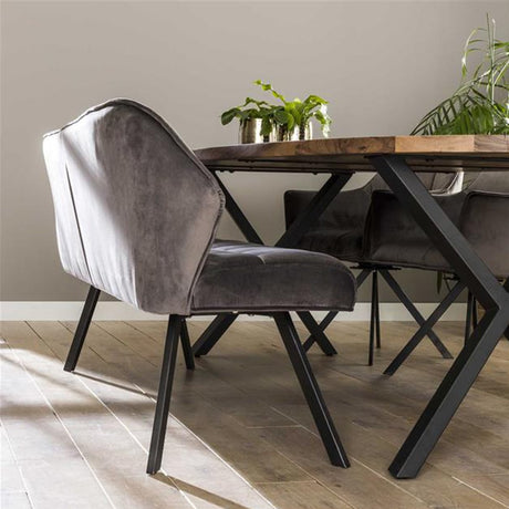 Dining room sofa Romy DH Interior Anthracite LxWxH 196x81x58 Velvet Atmospheric photo diagonal front view