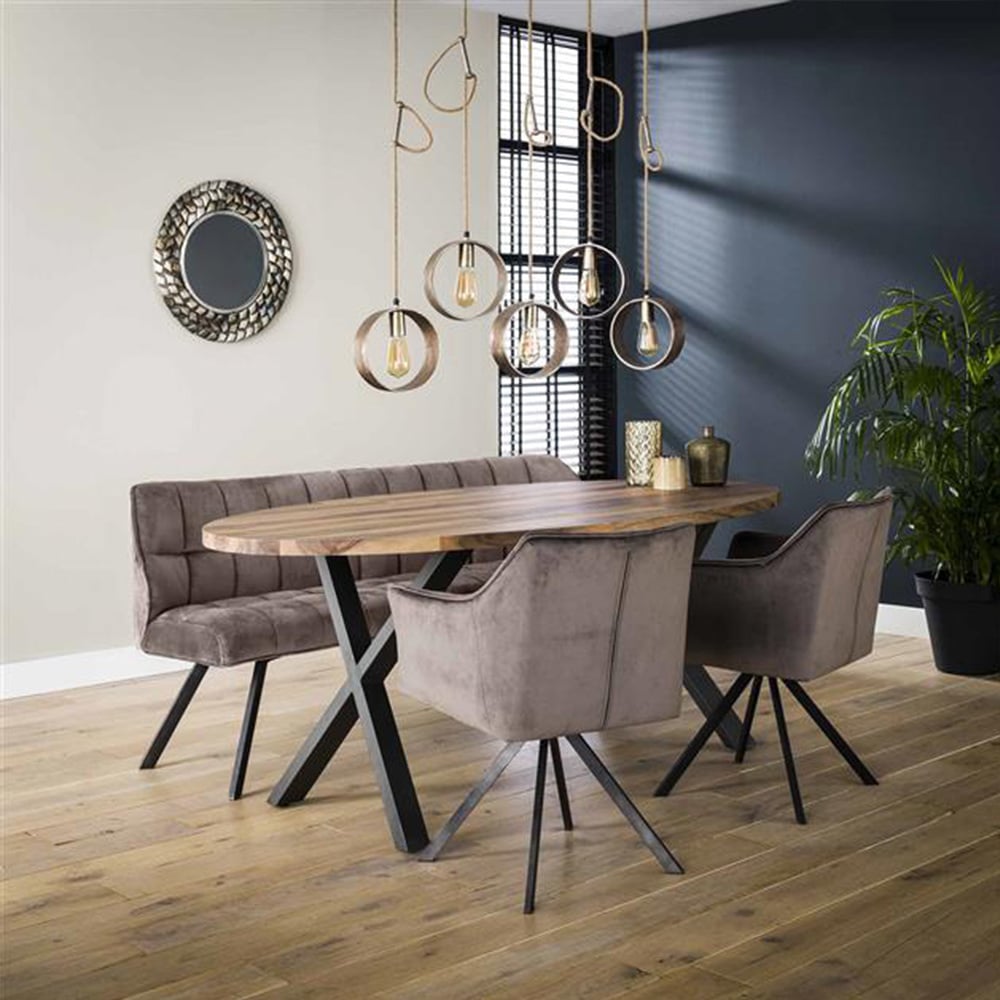 Dining room sofa Romy DH Interior Anthracite LxWxH 196x81x58 Velvet Atmospheric photo diagonal front view