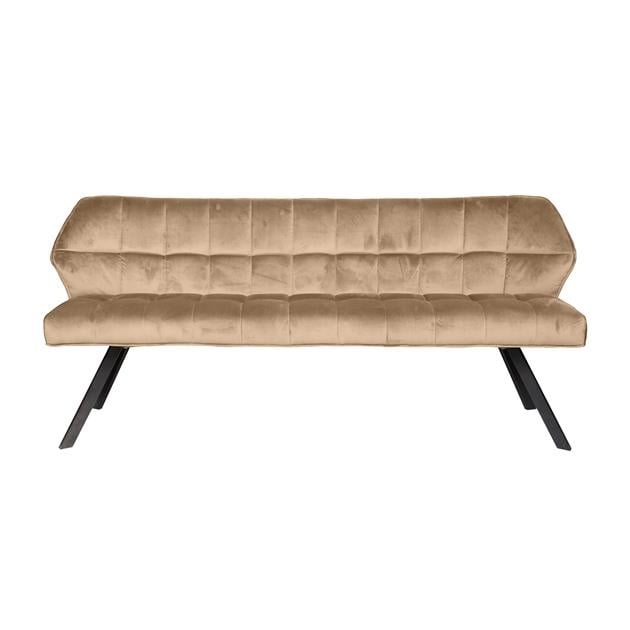 Dining room sofa Romy DH Interior Champagne LxWxH 190x60x48 Velvet White photo front view