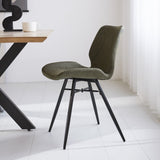 Dining room chair Beau artificial leather Dimehouse Green LxWxH 72x68x50 Faux leather Atmospheric photo side view