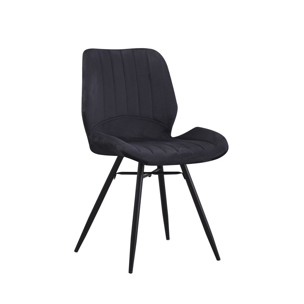 Dining room chair Beau velvet Dimehouse Black LxWxH 71x67x49 Fabric White photo diagonal front view