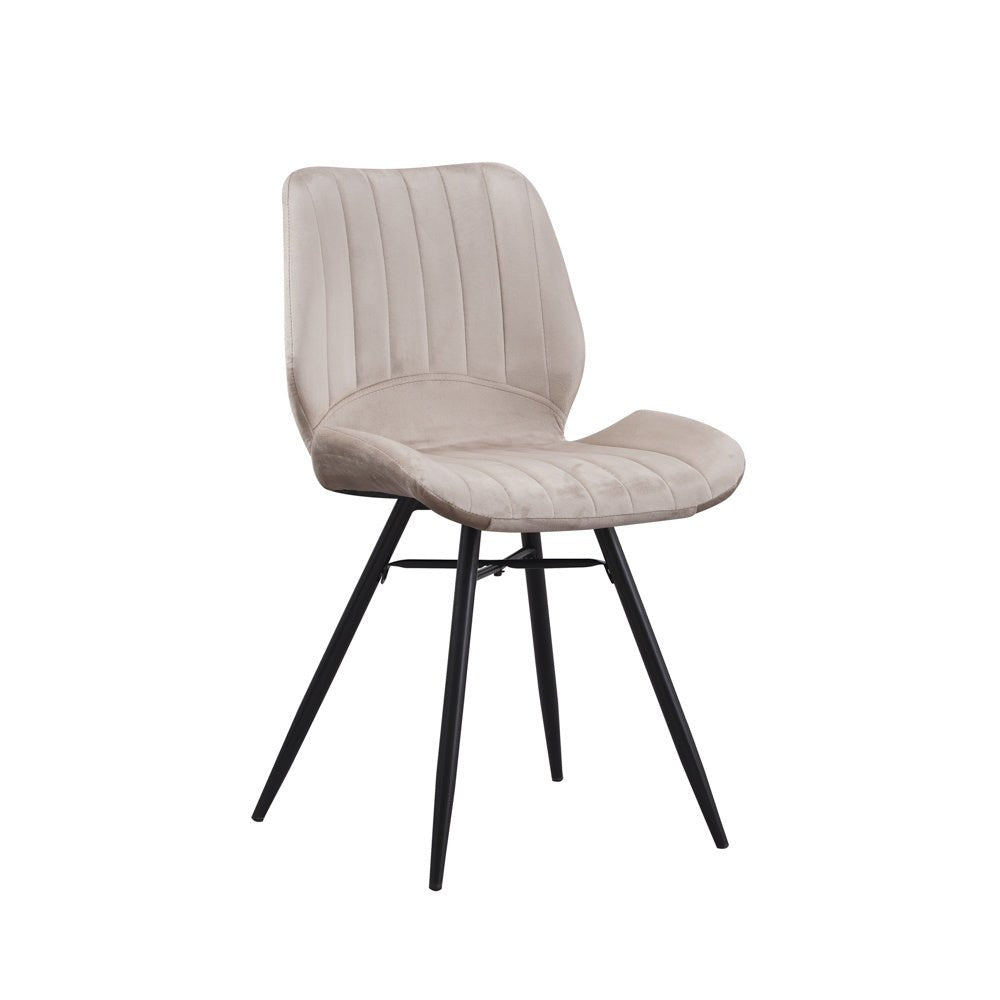 Dining room chair Beau velvet Dimehouse Beige LxWxH 71x67x49 Fabric White photo diagonal front view