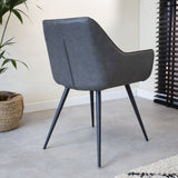 Dining room chair Cara Dimehouse Anthracite LxWxH 78x65x57 Faux leather Atmospheric photo diagonal rear view