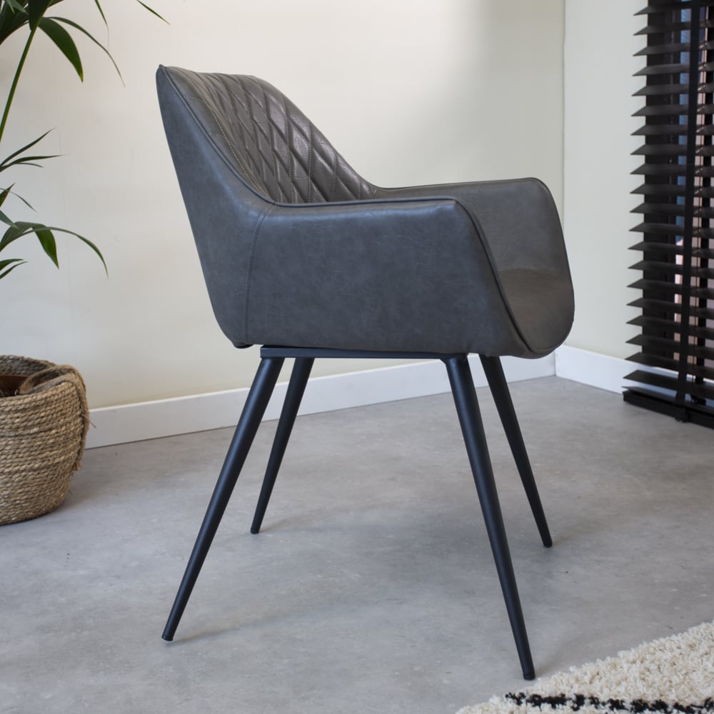 Dining room chair Cara Dimehouse Anthracite LxWxH 78x65x57 Faux leather Atmospheric photo side view
