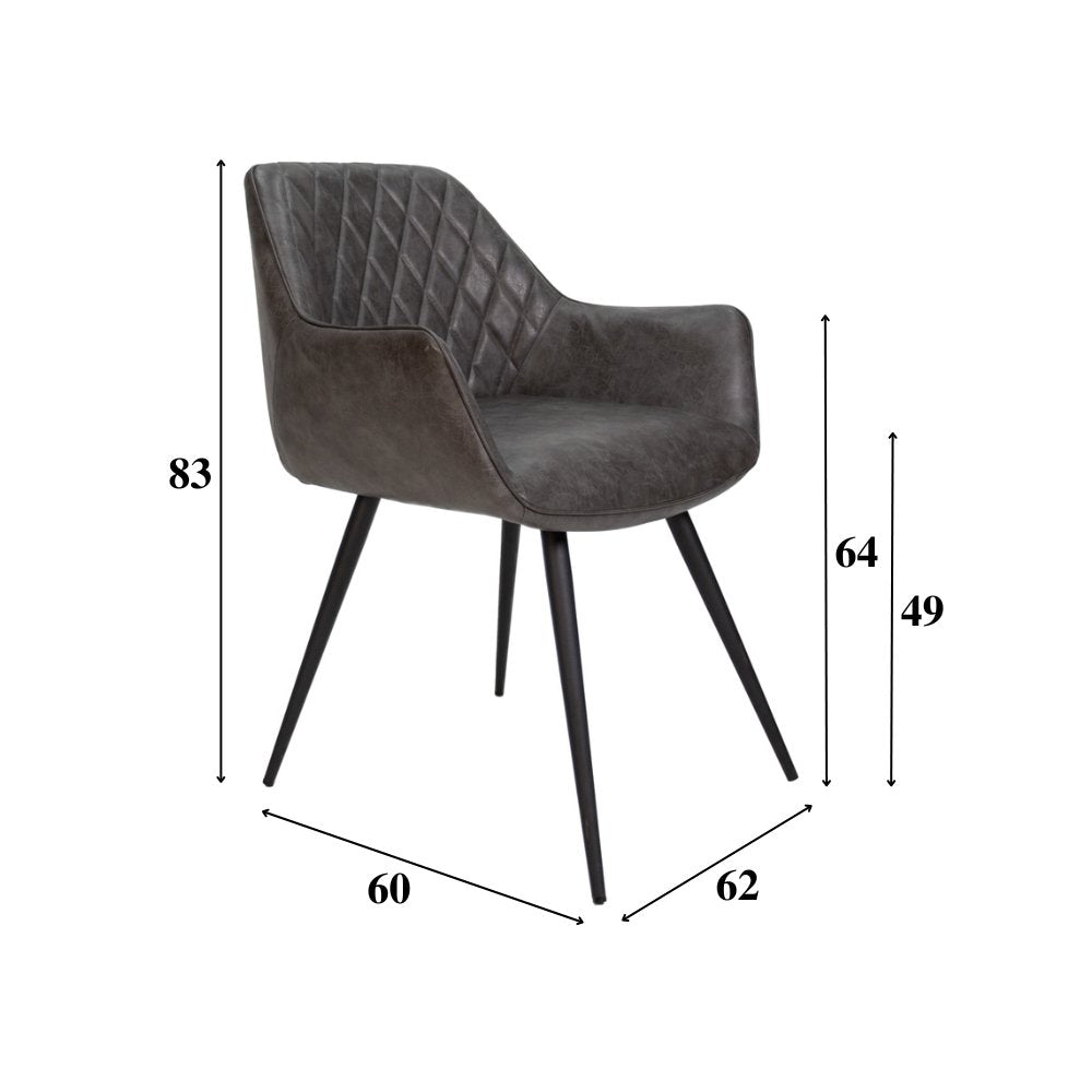 Dining room chair Cara Dimehouse Anthracite LxWxH 78x65x57 Faux leather White photo size indication