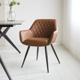 Dining room chair Cara Dimehouse Cognac LxWxH 78x65x57 Faux leather Atmospheric photo diagonal front view