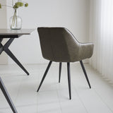 Dining room chair Cara Dimehouse Green LxWxH 78x65x57 Faux leather Atmospheric photo diagonal rear view
