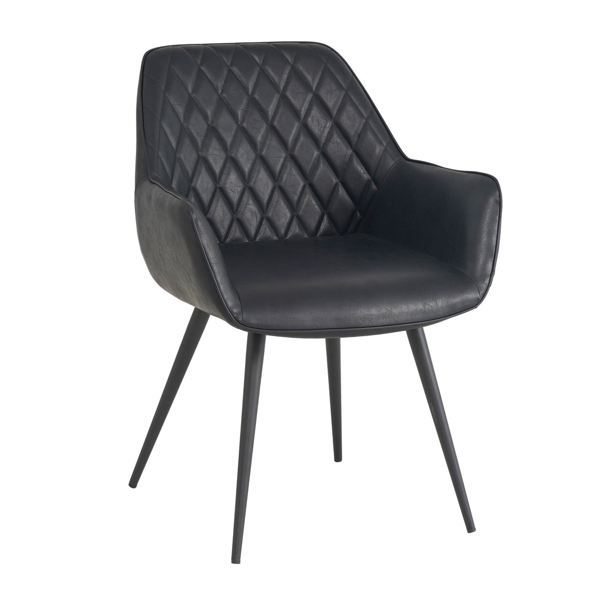 Dining room chair Cara Dimehouse Black LxWxH 78x65x57 Faux leather White photo diagonal front view