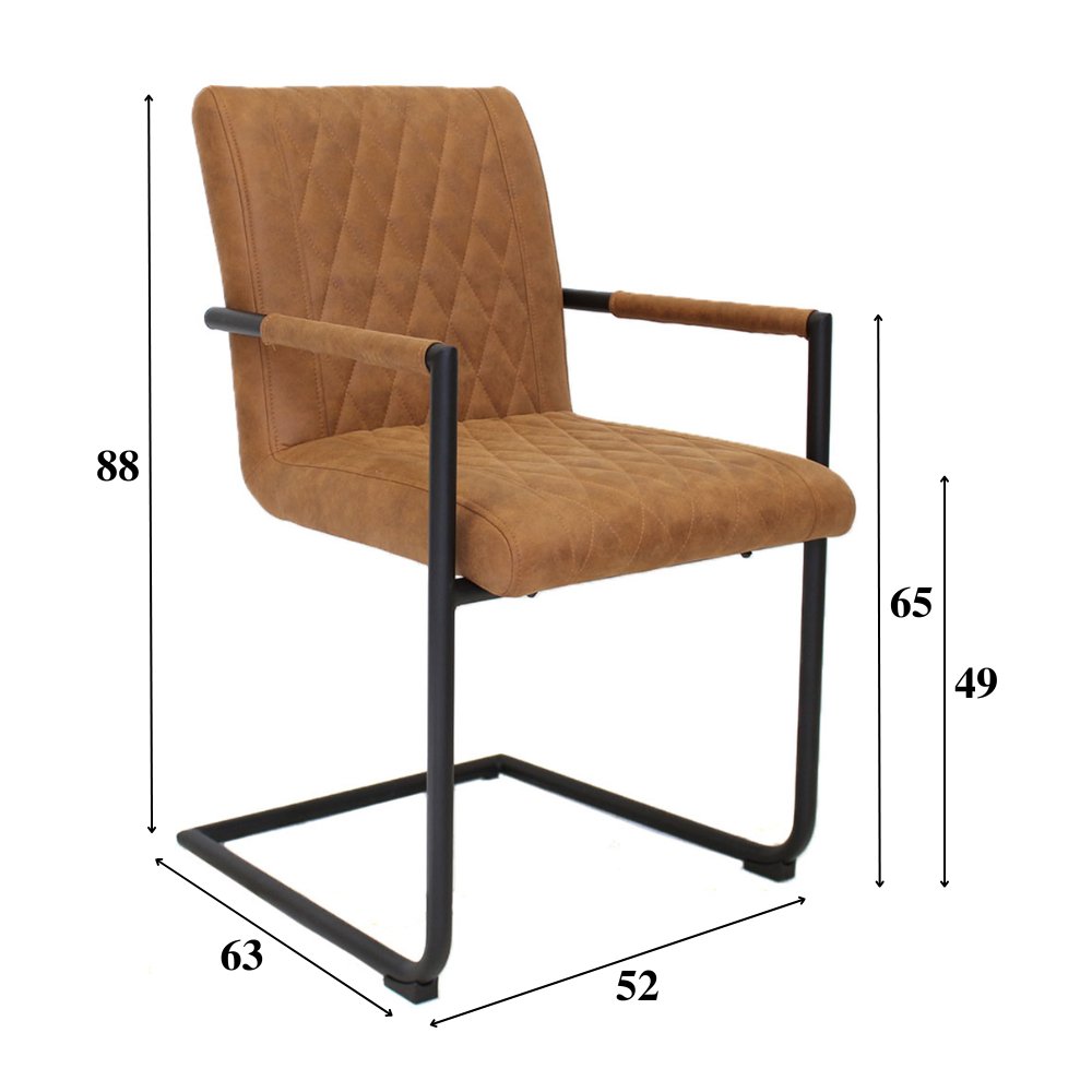 Dining room chair Dean Dimehouse Cognac LxWxH 70x58x57 Fabric White photo size indication