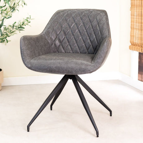 Dining room chair Gian Dimehouse Anthracite LxWxH 73x65x50 Faux leather Atmospheric photo diagonal front view