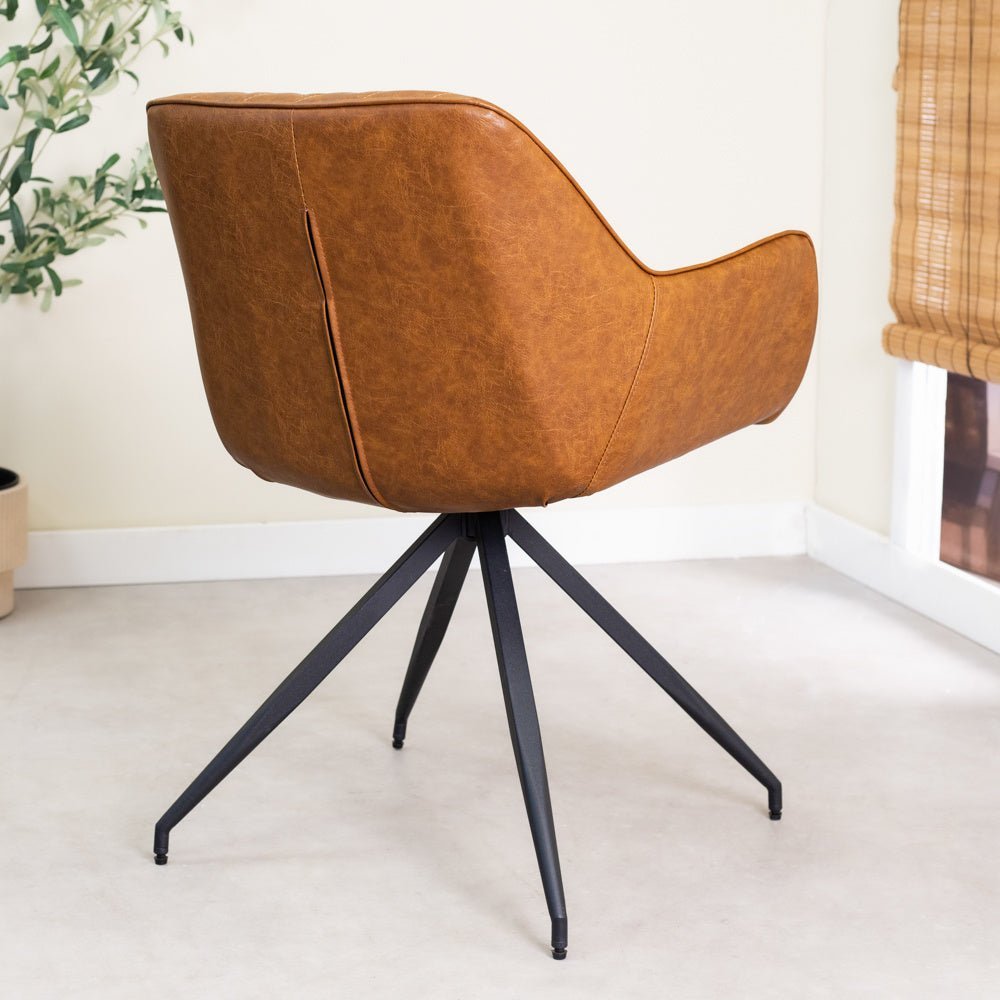 Dining room chair Gian Dimehouse Cognac LxWxH 73x65x50 Faux leather Atmospheric photo diagonal rear view