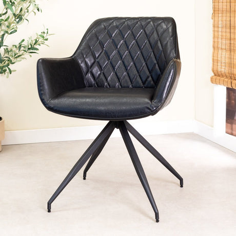 Dining room chair Gian Dimehouse Black LxWxH 73x65x50 Faux leather Atmospheric photo diagonal front view