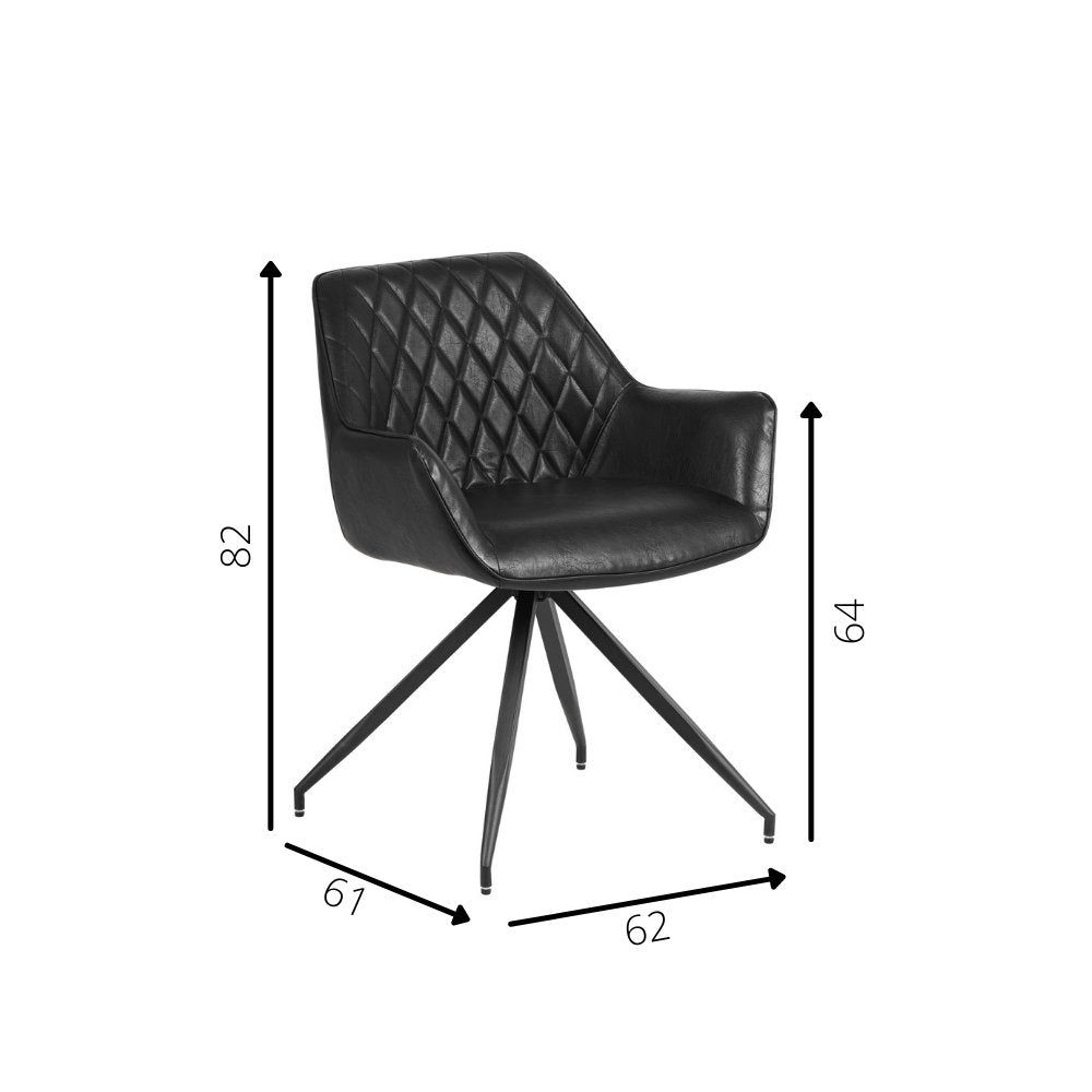 Dining room chair Gian Dimehouse Black LxWxH 73x65x50 Faux leather White photo size indication
