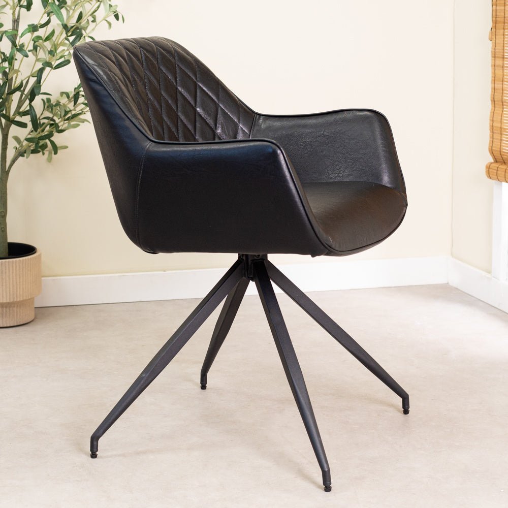 Dining room chair Gian Dimehouse Black LxWxH 73x65x50 Faux leather Atmospheric photo side view