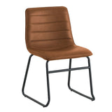 Dining room chair Mark Dimehouse Cognac LxWxH 74x56x54 Faux leather White photo diagonal front view