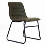 Dining room chair Mark Dimehouse Green LxWxH 74x56x54 Faux leather White photo diagonal front view