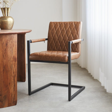 Dining room chair Ruben Dimehouse Cognac LxWxH 71x59x58 Faux leather Atmospheric photo diagonal front view