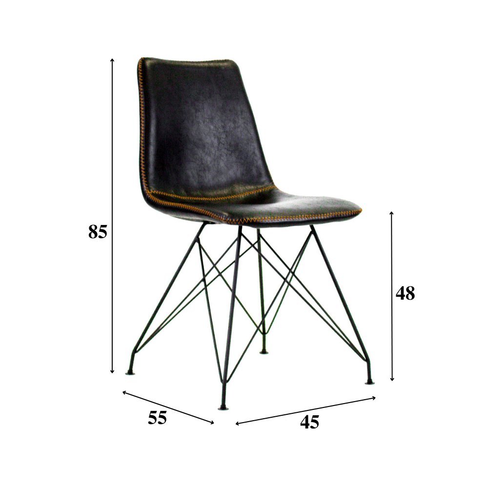 Dining room chair Viano Dimehouse Black LxWxH 64x61x52 Faux leather White photo size indication