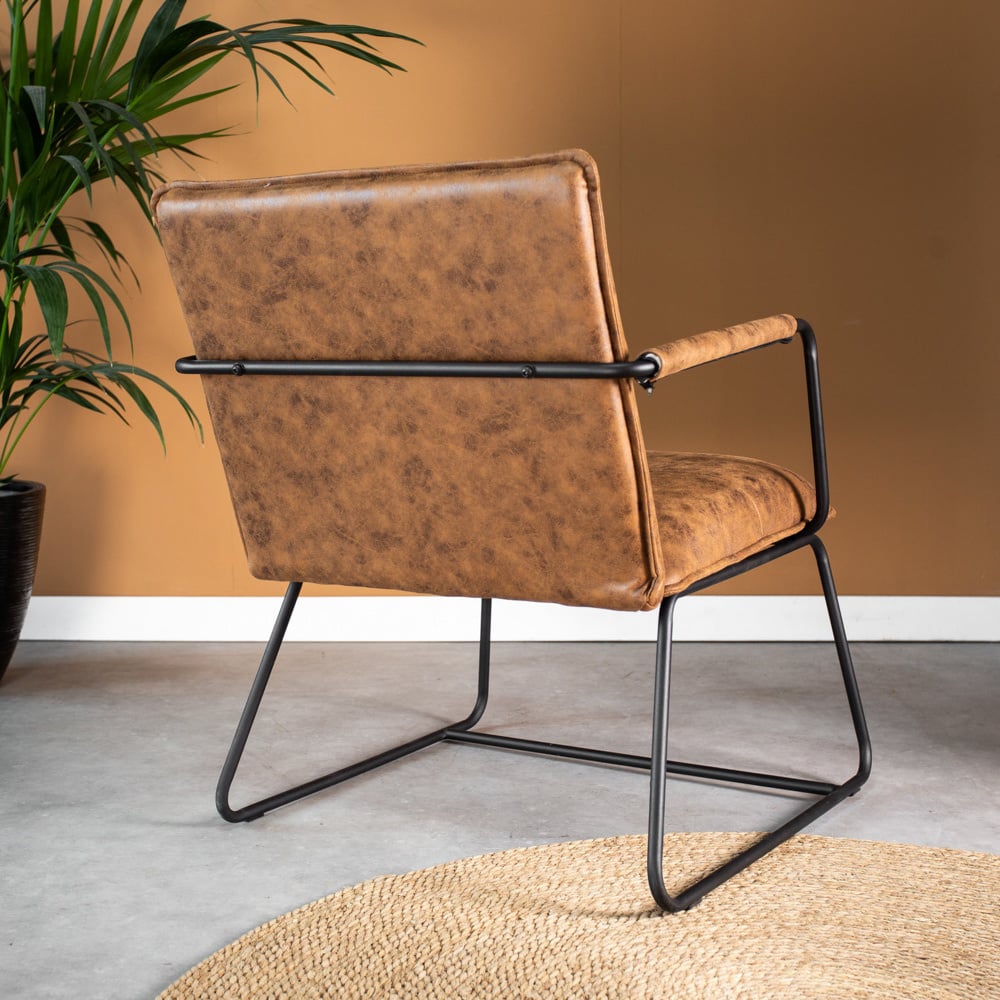 Hailey Ecoleather armchair Dimehouse Cognac LxWxH 66x64x37 Eco-leather Atmospheric photo diagonal rear view