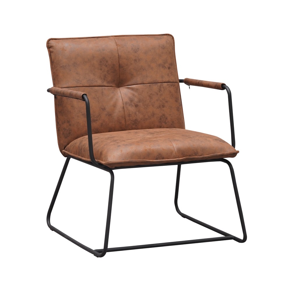 Hailey Ecoleather armchair Dimehouse Cognac LxWxH 66x64x37 Eco-leather White photo front view