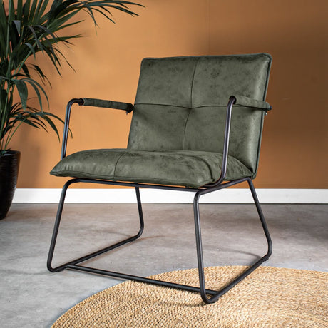Hailey Ecoleather armchair Dimehouse Green LxWxH 66x64x37 Eco-leather Atmospheric photo diagonal front view
