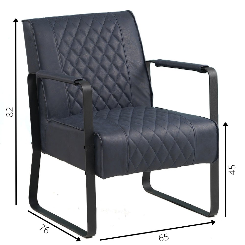 Armchair Peter Dimehouse Blue LxWxH 68x62x45 Faux leather White photo size indication