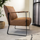 Armchair Peter Dimehouse Cognac LxWxH 68x62x45 Faux leather Atmospheric photo side view
