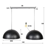 Hanging lamp Dacia DH Interior Charcoal LxWxH 128x67x38 Metal White photo size indication
