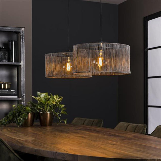 Hanging lamp Luis DH Interior Black LxWxH 90x45x28 Nickel Atmospheric photo diagonal front view
