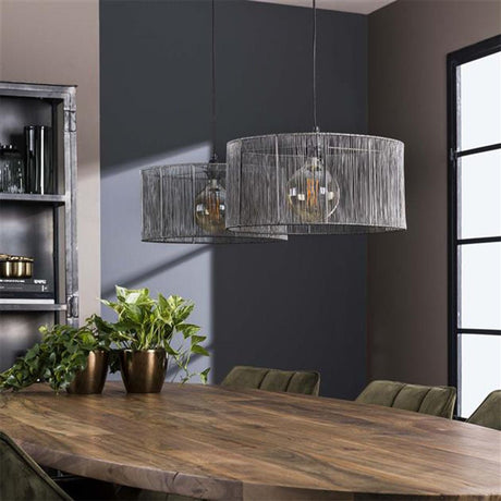 Hanging lamp Luis DH Interior Black LxWxH 90x45x28 Nickel Atmospheric photo diagonal front view