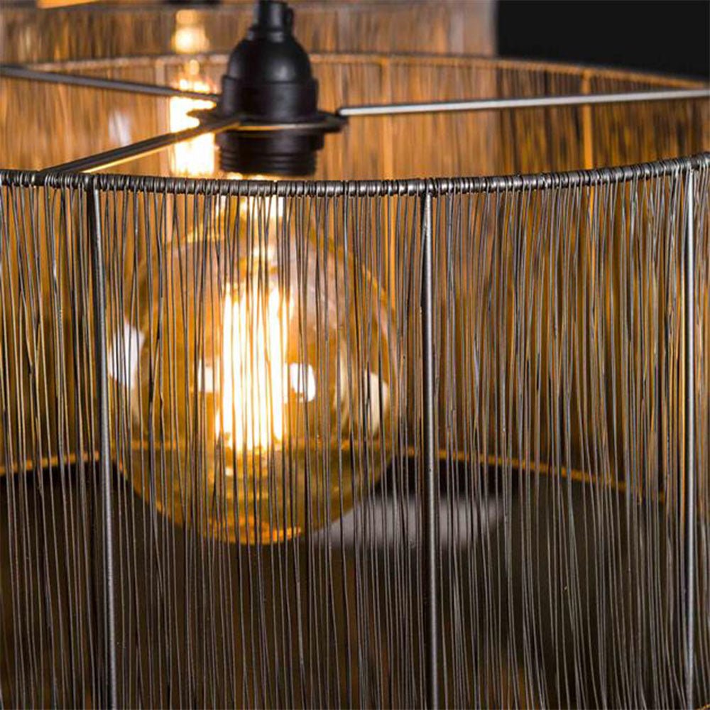 Hanging lamp Luis DH Interior Black LxWxH 90x45x28 Nickel Atmospheric photo diagonal front view